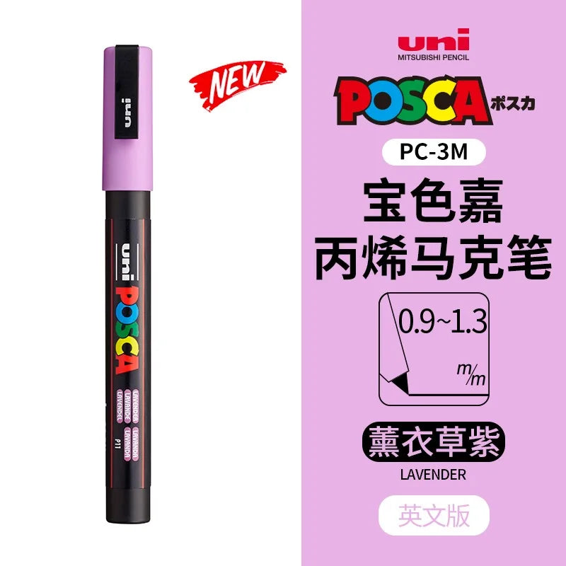 uni POSCA POP Water-Based Marker,Assorted Colors PC-1M/3M/5M 0.7~2.5mm Tips Professional Acrylic Paint Pen for Artists&Designers