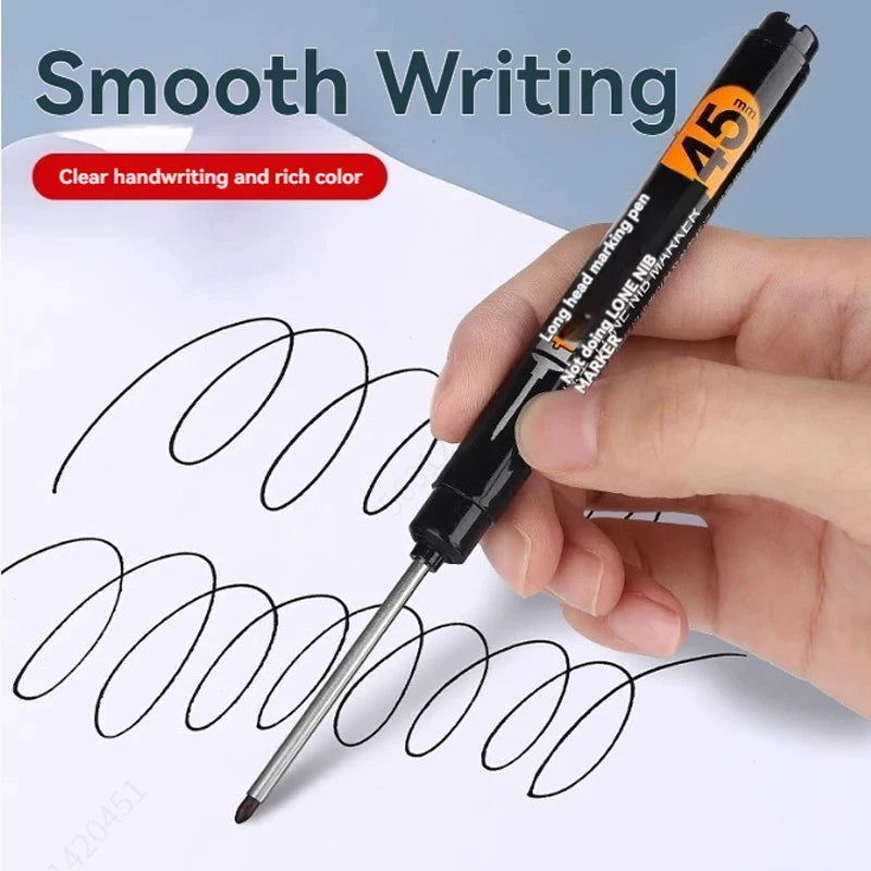 45mm Waterproof Long Head Nib Deep Hole Markers Pen Tile Carpenter Pen Multi-purpose for Woodworking Black/White/Red Ink