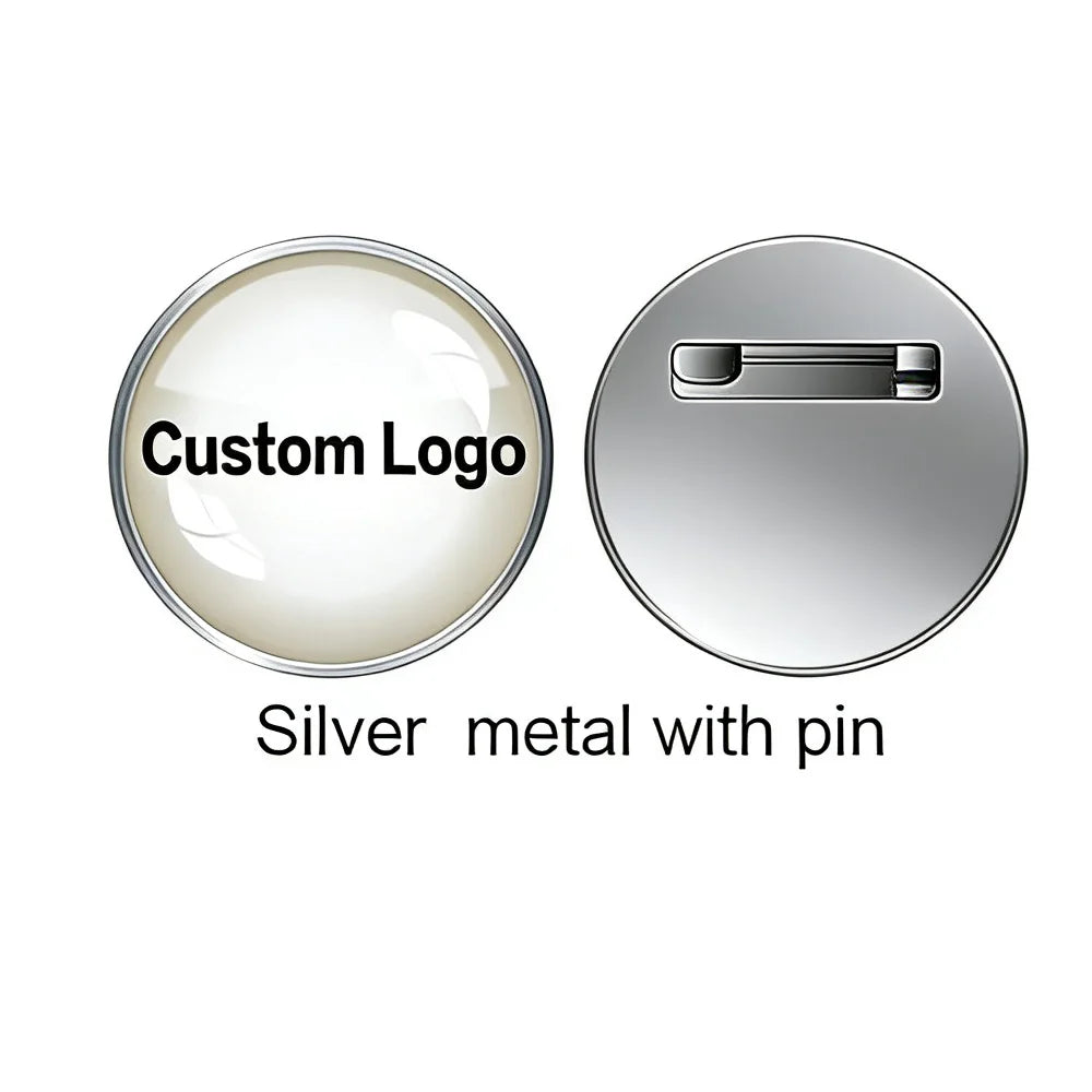 Shirley custom 100pcs  Metal Badges Lapel Pins Epoxy resin domed Printed label pins name alfileres personalizados para cuello