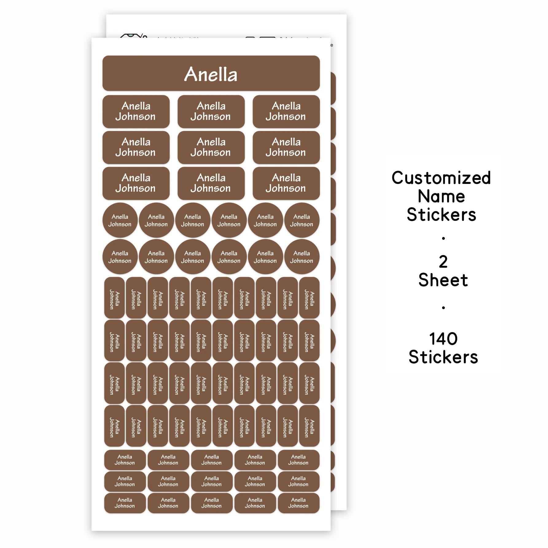 140PCS Personalized Name Stickers Custom Labels, Waterproof Vinyl Name Tags for School Supplies, Bottles, Lunch Boxes