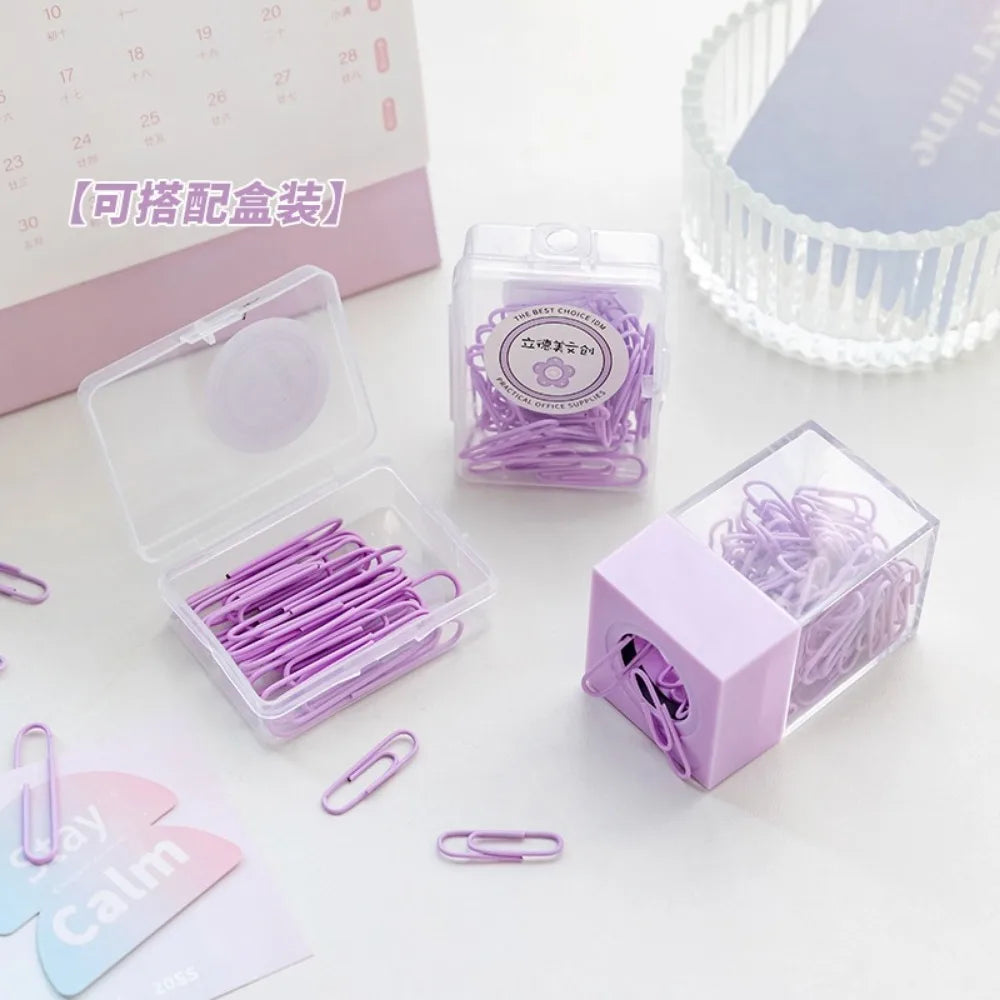 18pcs Paperclips Macaron Color Ins Paper Clip Storage Box Protable Stationery High Capacity Storage Box Office Binding Supplies