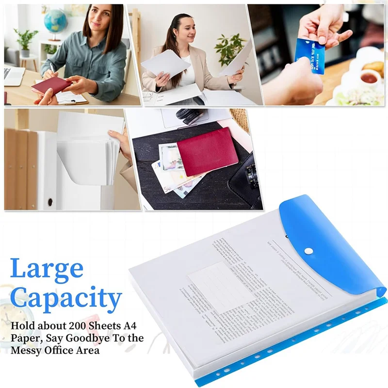 Binder Pocket Organizer Folders For 2/3/4 Ring Document–18 Pack 11 Holes Expandable Binder Folders