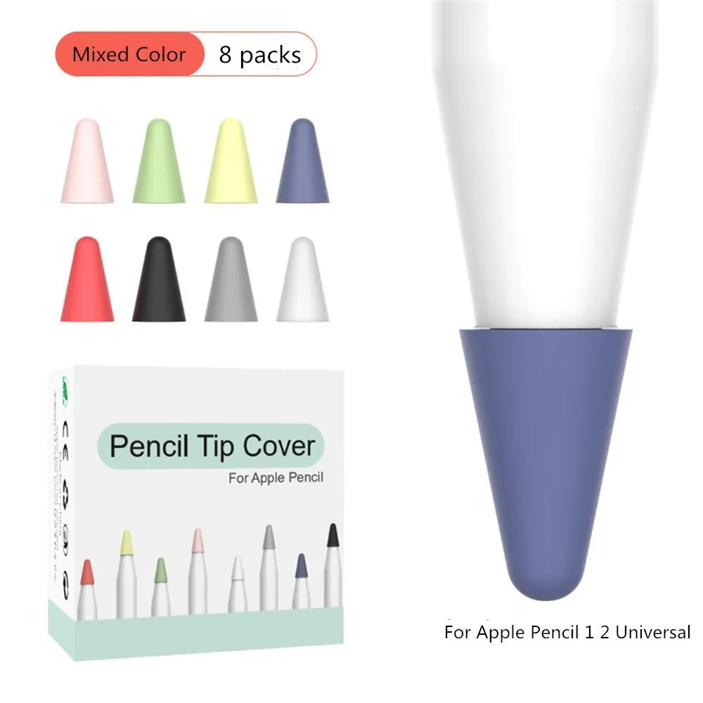 8pcs Soft Silicone Nib Cover For Apple Pencil 1 2 Tip Case Sleeve For Apple Pencil 1st 2nd Gen Touchscreen Stylus Pen Nib Case