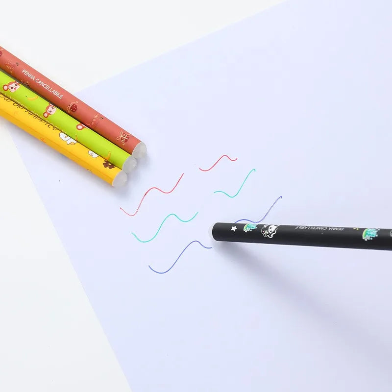 4/8pcs Colors Erasable Gel Pens with Erase Ink Cute Animal Pen Colours 0.5mm/0.7mm Tip Fine Ballpoint Pen for School Office Gift