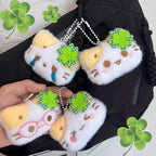 1/2/4pcs Green Clover Cat Plush Small Cat Keyring Cute Charm Keychain for Girls Women Kawaii Bag Pendant Key Chains Couple Gift