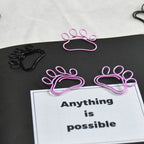 20pcs Cute Cat Claw Paper Clips Creative Pink Black Metal Paperclip Cartoon Bookmark Binder Office Stationery Binding Supplies