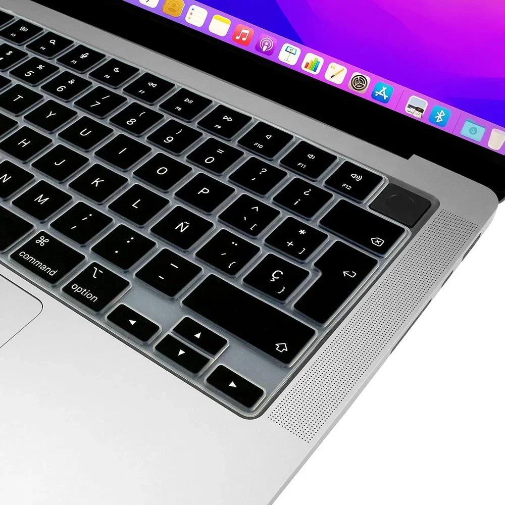 Keyboard Protective Film Silicone for 12-16' MacBook Air/Pro M1 M2 M3 Spanish Keyboard Cover Soft Protection Accessories Black