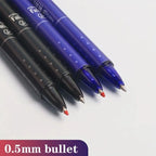 12pcs Press Type Erasable Gel Pens 0.5mm Black/Blue Ink Bullet Washable Handle Magic Refills Rod Super Capacity Ink Writing