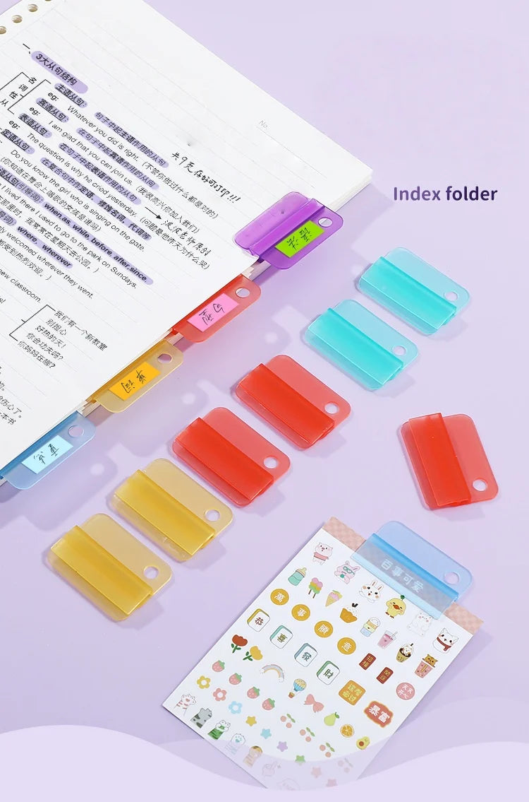 5pcs Plastic Index Clip Colorful Multi-function Bookmark Clip Transparent File Classification File Classification Clamp