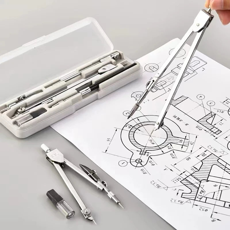 Stainless Steel Drafting Set Durable Drawing Compass Math Geometry Circles Tool School Supplies