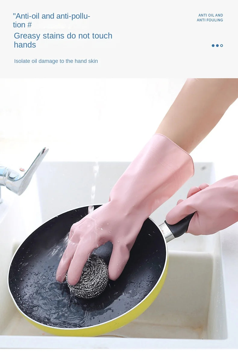 3342 Kitchen Dishwashing Gloves Thickened Durable Waterproof Cleaning Housework Women'S Laundry Latex Rubber Gloves