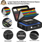 Hard Shell Fireproof Document Box with Lock Portable A4 Document Bag 5200°F Document Box Waterproof for Important Documents