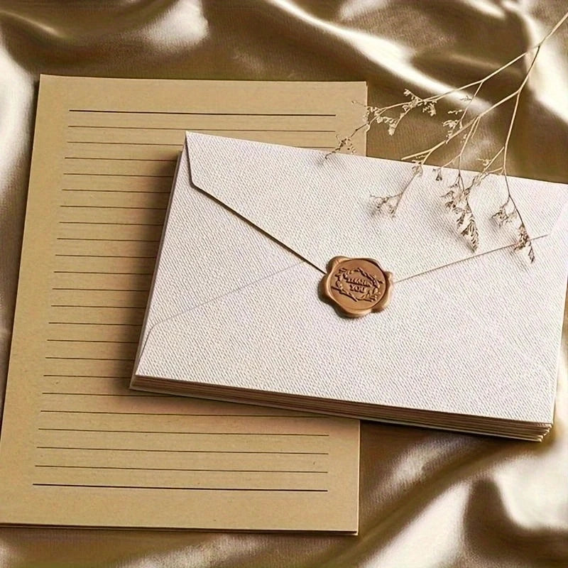 Vintage Envelopes Letter Writing Stamp Wax Seal Stickers Postcards Wedding Gift Wrap Envelopes