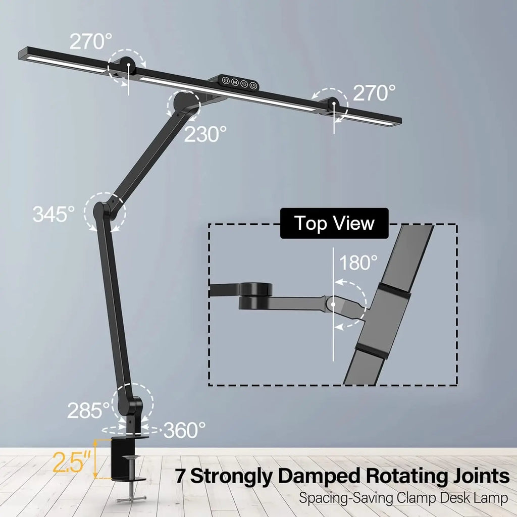 28.2" Large Transformable LED Desk Lamp with Clamp, Architect Ultra Bright 24W Light, Auto Dimming and Sensor Design for Office