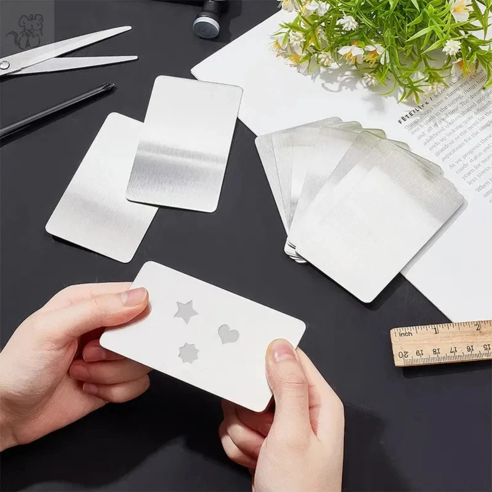 10Pcs Stainless Steel Metal Business Card Size 85*53mm Blank Laser Engraving Cards Special Logo Printing Matte Brushed Finishing