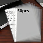 50 Heavy-Duty A4 Plastic File Folders with 11 Holes, Document Organizer, Compatible with 3-Ring Binders, Suitable for Office