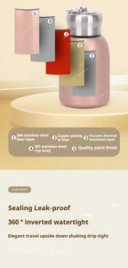 300ML Stainless Steel Vacuum Flask with Lifting Ring Mini Thermos Cup Car Insulated Cup Portable Travel Water Bottle Coffee Mug