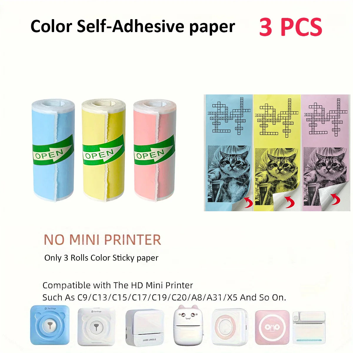 Thermal Mini Printer, Portable Inkless Sticker Maker,Bluetooth Free Cut Small Pocket Printer for Children DIY 57mm Photo Print