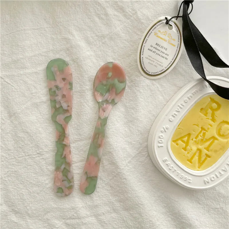 Colorful Acrylic Ice Cream Spoons Coffee Caviar Stirring Spoons Dessert Teaspoons Kitchen Tableware Craft Tools
