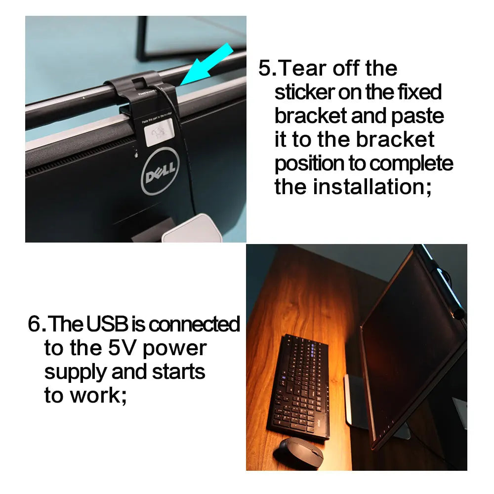 Monitor Light Bar LED Computer Screen Hanging Lights RGB Atmosphere Table Lamp for Work Study Read Gaming Stepless Dimmable