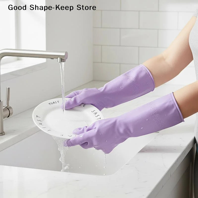 dailyWater Resistant Dish Washing Gloves 1 Pair Durable Latex Rubber Gloves Reusable for Kitchen Cleaning Laundry Gardening Use