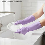 dailyWater Resistant Dish Washing Gloves 1 Pair Durable Latex Rubber Gloves Reusable for Kitchen Cleaning Laundry Gardening Use