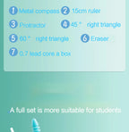 7Pcs/Set Student Compass Set School Mathematical Rulers Multi-Function Learning Professional Drawing Tool Girls Gifts Stationery