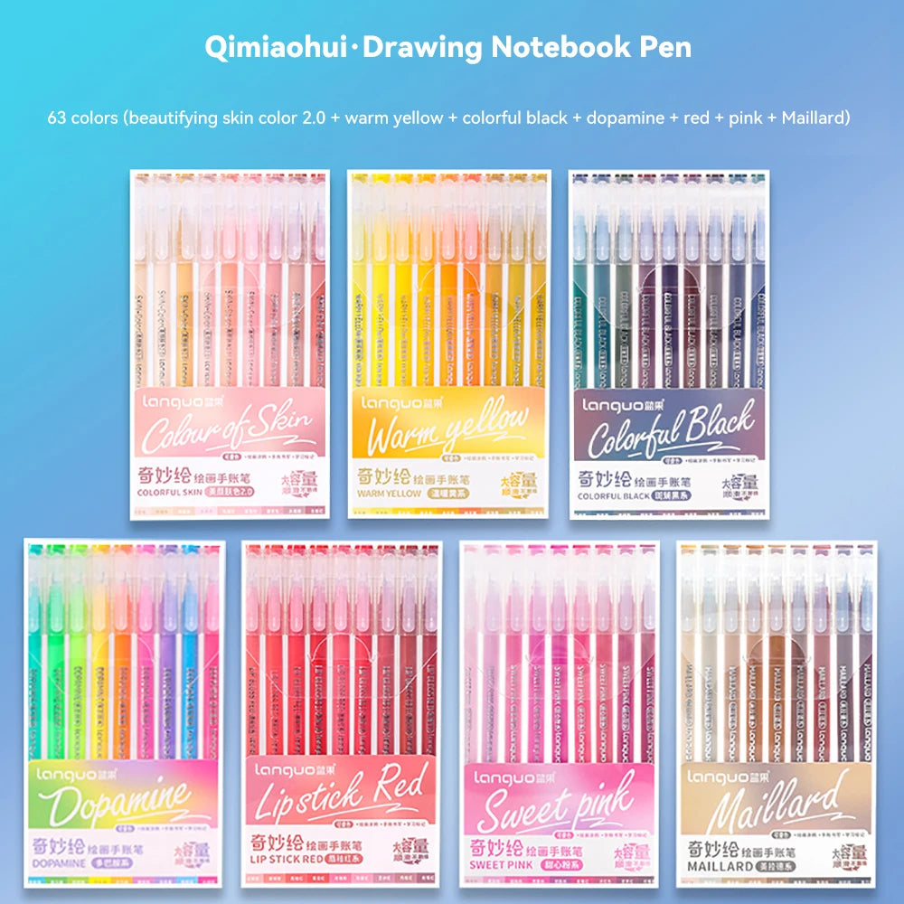 105Color Hand Account Gel Pen Languo Morandi Retro Pen Large-Capacity Color Handbook Pen For Student Painting Graffiti Writting