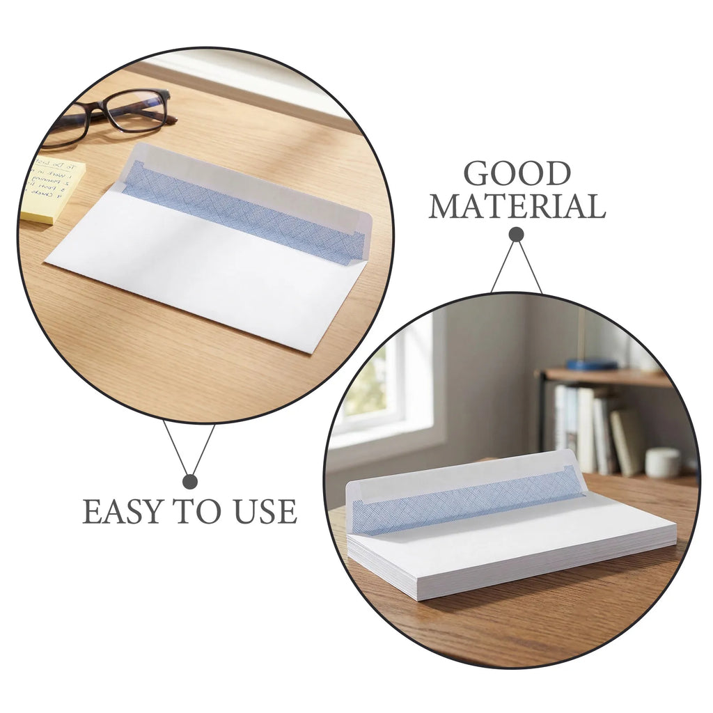 100 Pcs Envelopes Business Size Letter Peel and Seal Self Security White Office for Mailing Documents Supplies