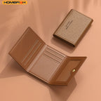 Fashion Leather Men Card Wallets Large Capacity Solid Color Male Purse Multi-card Multifunctional Photo Holder Women