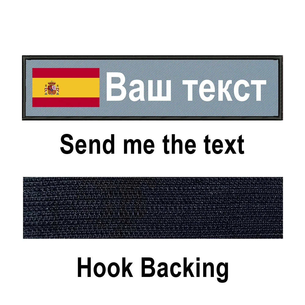 Custom Spain Flag Patch Tactical Patches Personalized Name Stripes Badge Tags Chevrons Armband Hook Loop For Military Backpack