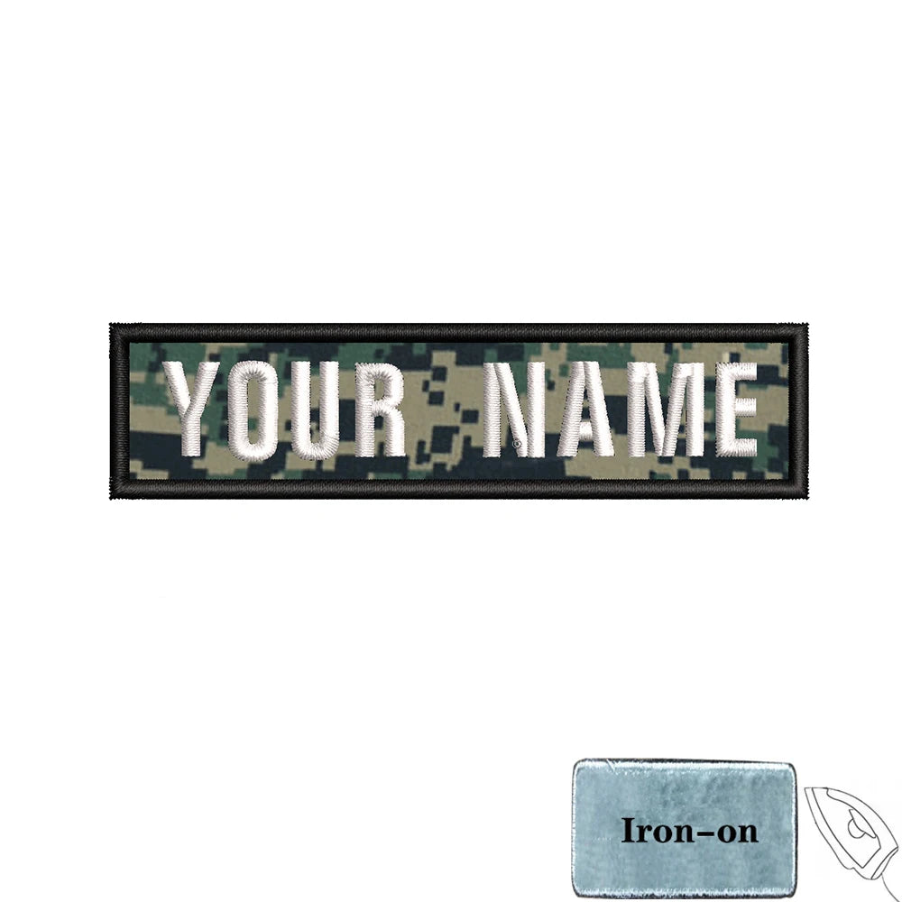 1PC 10cmX2.5cm Custom Personalized Name number Patch Stripes Badge tags chevrons Armband Iron On Or Hook Loop embroidered