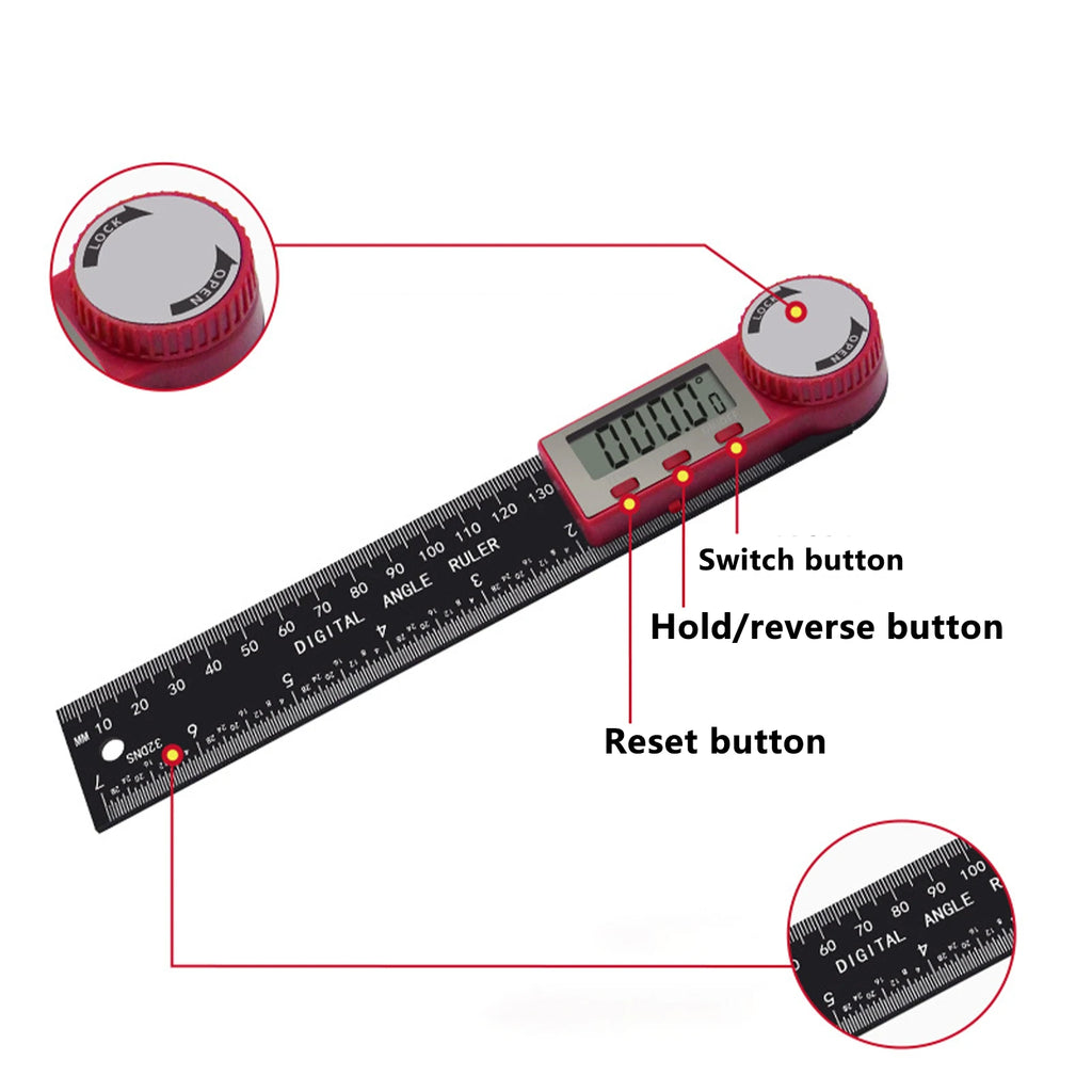 200mm Protractor Digital Angle Finder Ruler Electronic Goniometer Angle Length Measuring Ruler Drawing Woodworking Tools