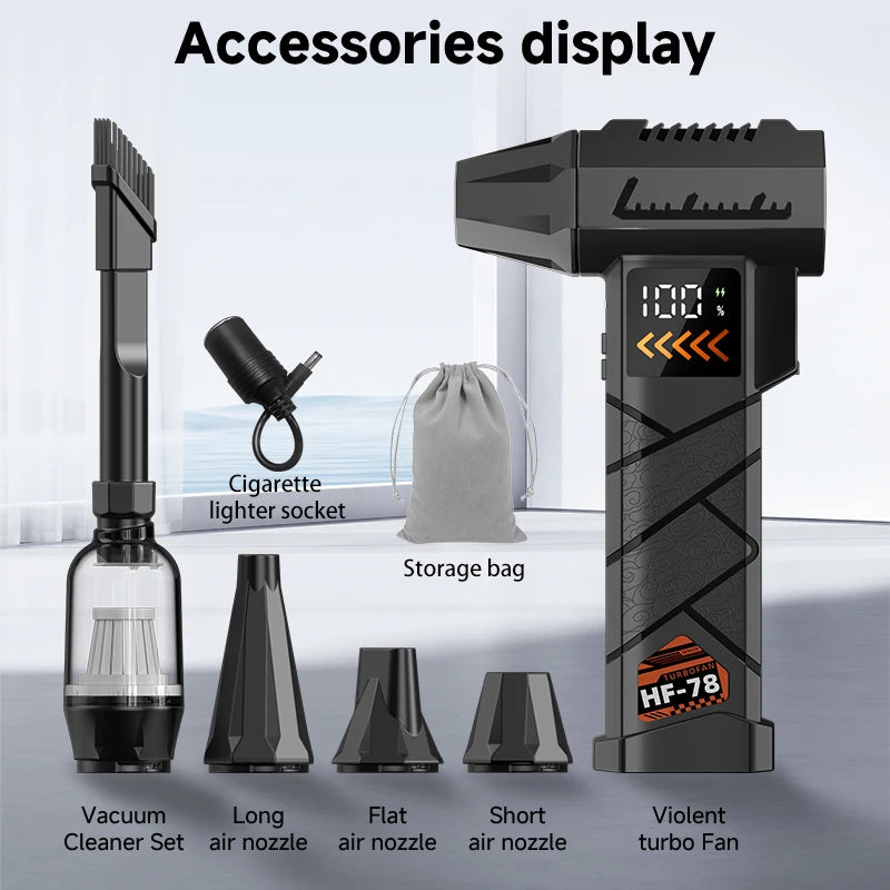 2800000RPM Jet Blower Super Powerful  Wind Pressure Electric Compressed Air Cordless Vacuum Cleaner/Car Emergency Power Supply