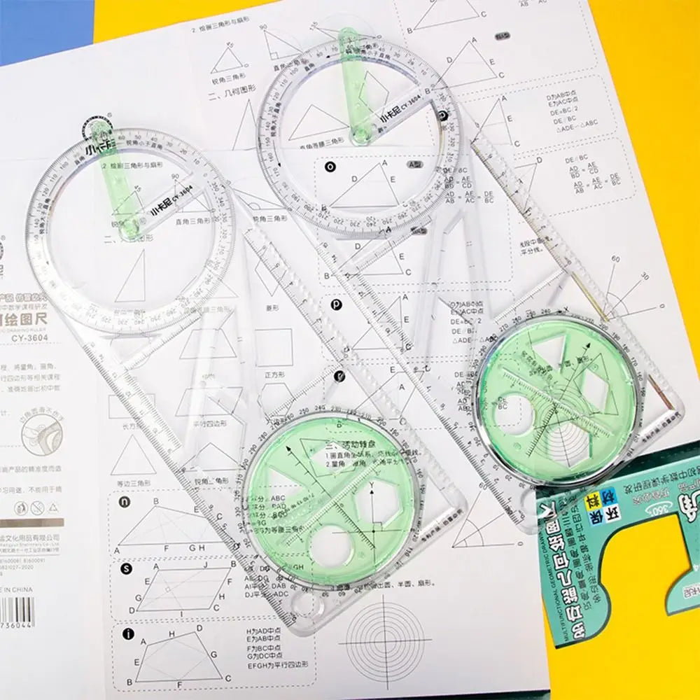 Rotary Multi-function Geometric Drawing Ruler Protractor Learning Measuring Tool Creative Stationery Gift School Office Supplies