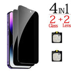 1~4PCS Anti-Spy Glass For iPhone 18 17 16 15 14 13 Pro Max Privacy Screen Protector & Camera Film For iPhone 15 12 11 Pr