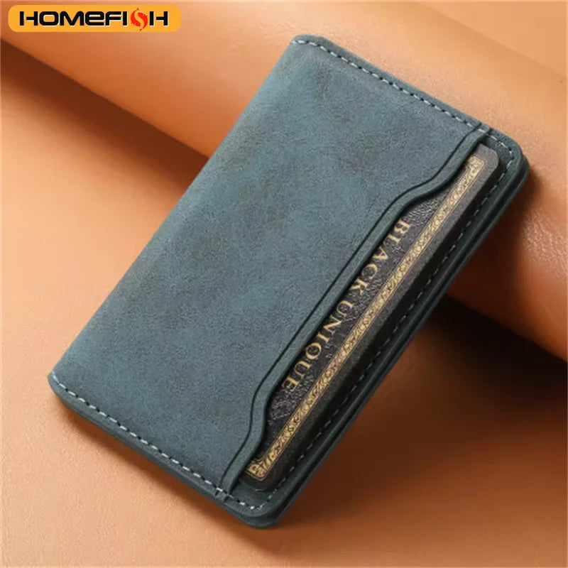 HOMEFISH Artificial leather credit card magnetic elastic wallet(3 card slot)with strong magnetic accessories ID card clip wallet