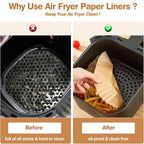 XXL 23CM Air Fryer Paper Square Parchment Paper Disposable Paper Liner Oil-proof Paper for 7-12 L AirFryer Oven Microwave Pan