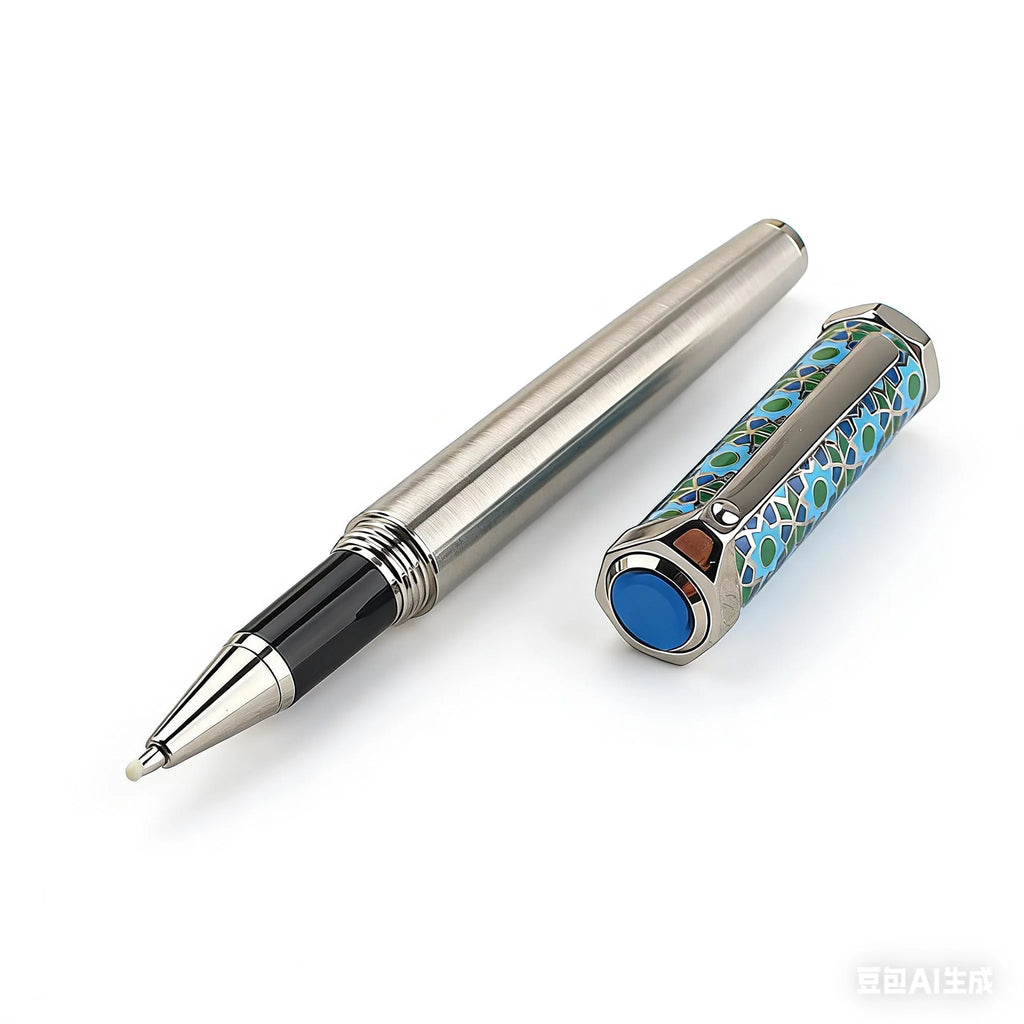 Luxury Metal Ballpoint Pen Stainless Steel Golden Trim Gift Writing Stationery Office School Supplies