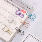6PCs/Set Hollowed Out Design Metal Binder Clip Long Tail Office Hand Book Folder Paper Organizer Stationery Fish