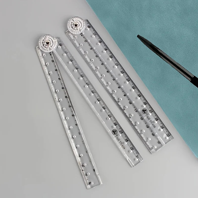 2pcs Shatterproof Clear Acrylic Folding Ruler Flexible and Portable for School Office Home Use Lightweight Measuring Tool