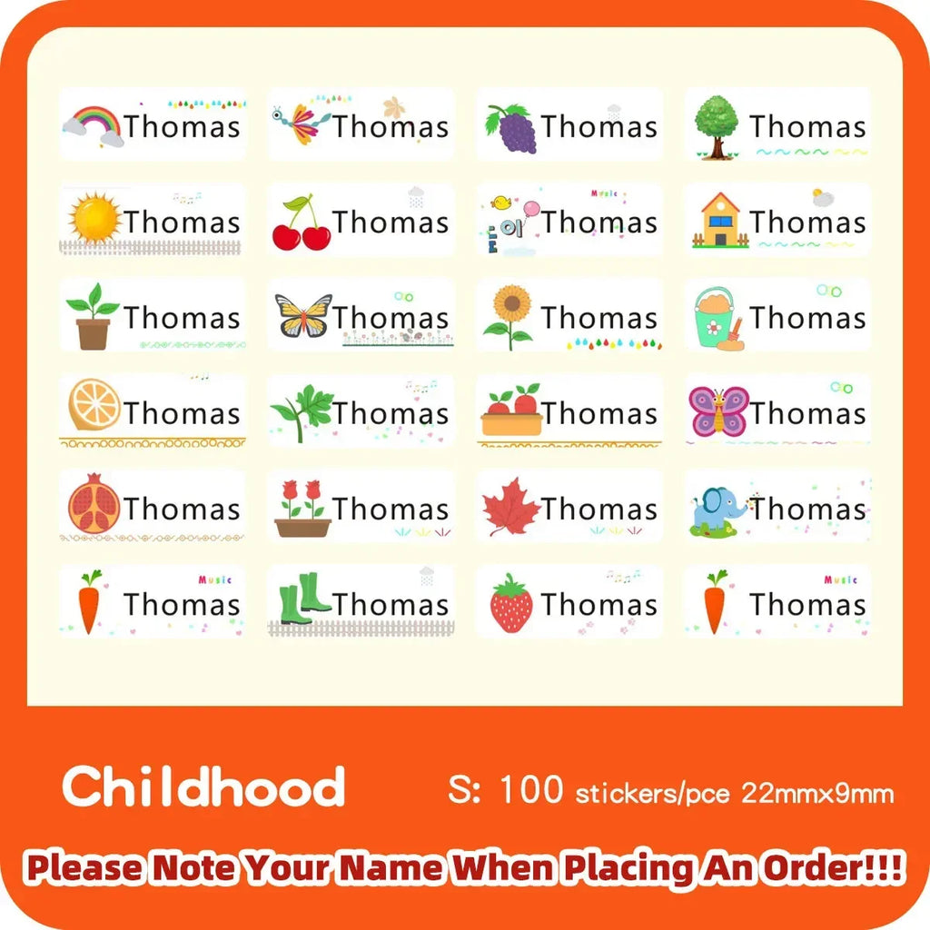 Custom Hebrew Waterproof Self-adhesive Baby Name Sticker Personalized Kids School Label Kindergarten Stationery Tag
