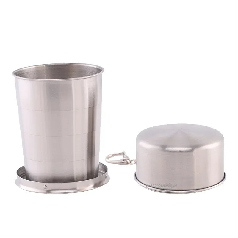 1pcs 75ml/150ml/250ml Stainless Steel Retractable Cups Outdoor Camping Travel Cup Portable Telescopic Cups Mini Folding Cup