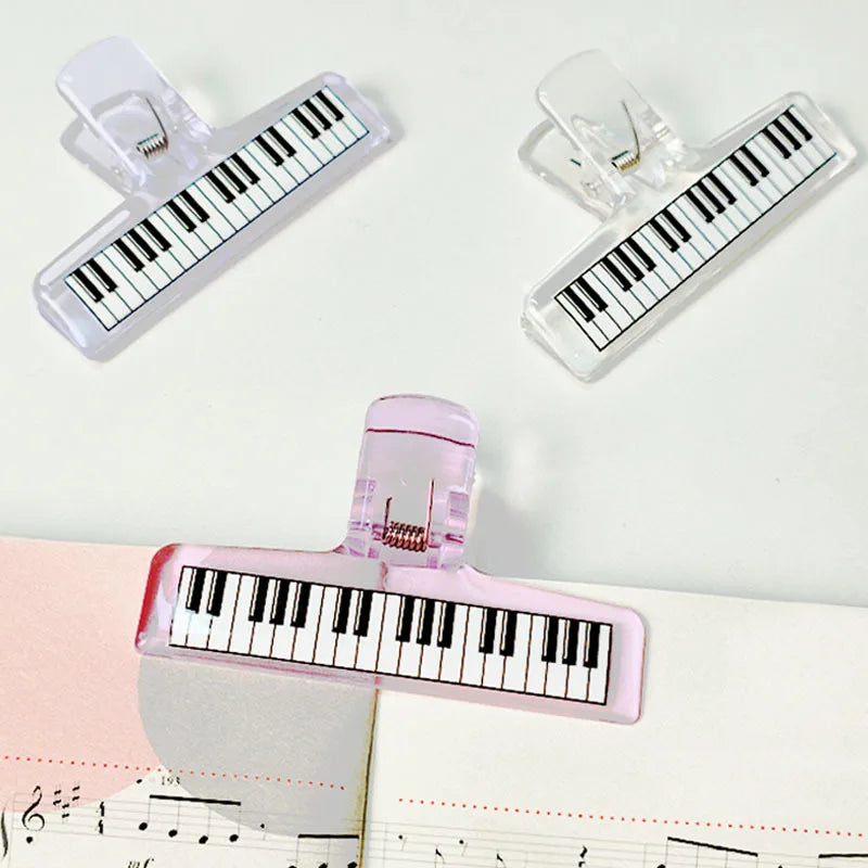 1Pc Music Style Piano Pattern Transparent Acrylic Clip Piano Score Fixed Binder Clamp Office Folder Student Test Paper Organizer