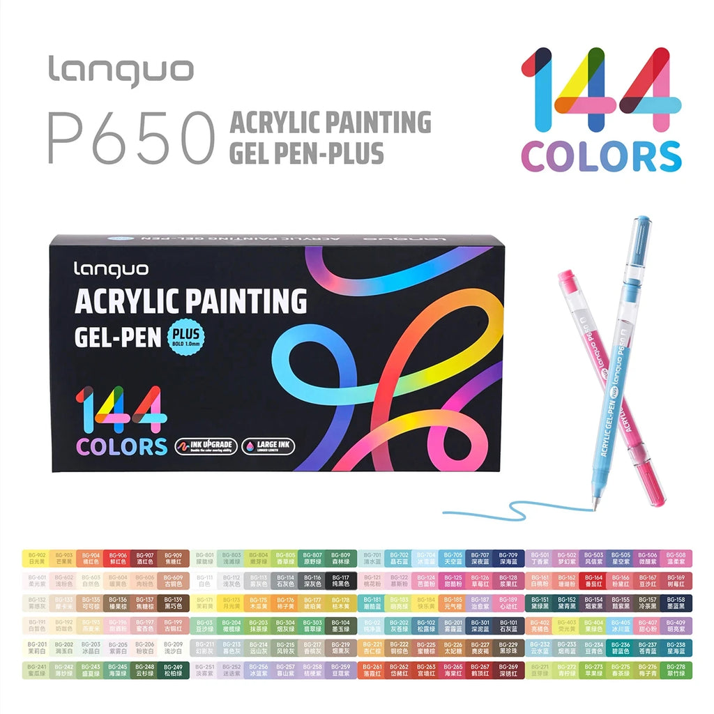 Languo 90 Colors Painting Acrylic Gel Pens Large Capacity Ink Pen for Drawing Diary Diy Coloring Doodling Painting Art Supplies