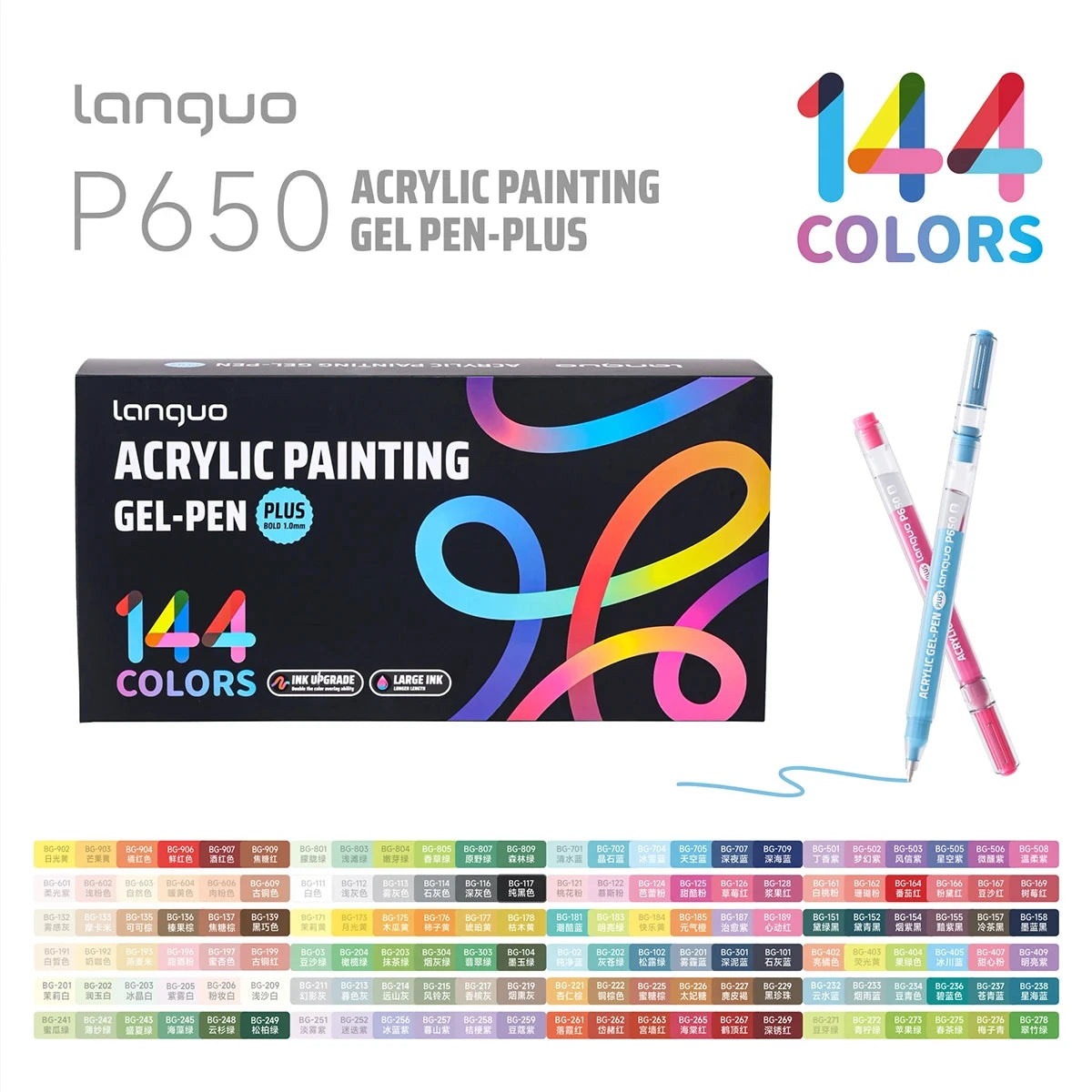 Languo 90 Colors Painting Acrylic Gel Pens Large Capacity Ink Pen for Drawing Diary Diy Coloring Doodling Painting Art Supplies