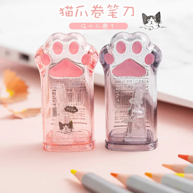 Kawaii Cat Paw Pencil Sharpener Cute Portable Kids School Stationery Gift