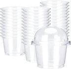 50/100Pcs 250ML Disposable Salad Cup Transparent Plastic Dessert Cups Bowls Container with Dome/Flat Lids for Ice Cream Cupcake