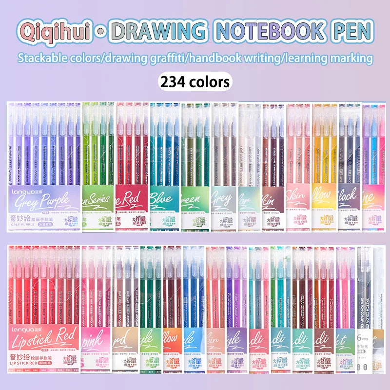 Languo 27-207 Colors Of One Set Drawing Handbook Pens Student DIY Graffiti Multi-Color Gel Pen Writing Marker Stationery