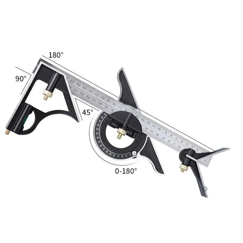 Adjustable Sliding Combination Square Ruler, Metal Ruler Framing Square T Ruler Carpentry Woodworking Measure Tools